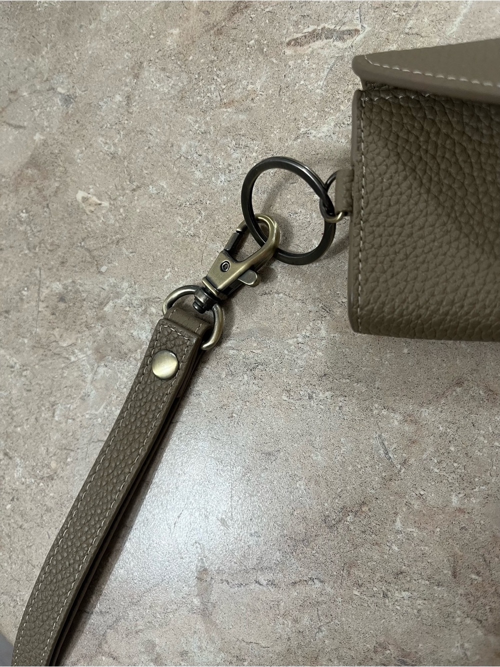 Women's Taupe Leather Key & Card Holder Wristlet - Picture 6 of 16